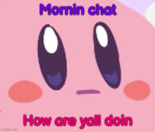 Blank Kirby Face | Mornin chat; How are yall doin | image tagged in blank kirby face | made w/ Imgflip meme maker