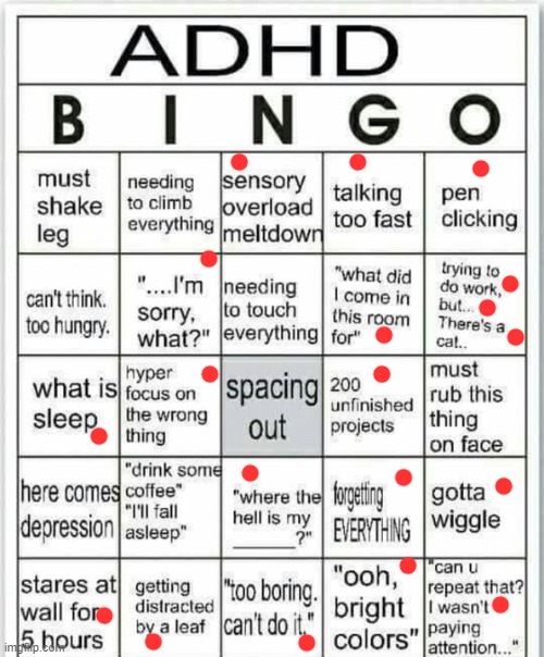 1 million bingo | image tagged in adhd bingo | made w/ Imgflip meme maker