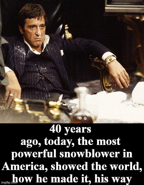 The Cocaine King of the Silver Screen | 40 years 
ago, today, the most 
powerful snowblower in America, showed the world, how he made it, his way | image tagged in scarface,1980s,al pacino,anniversary,cocaine,king | made w/ Imgflip meme maker