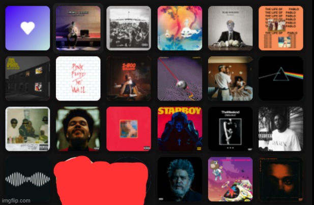 rate album inventory (ignore the red those aren't albums) | made w/ Imgflip meme maker