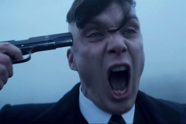 High Quality Thomas Shelby holds a gun to his head Blank Meme Template