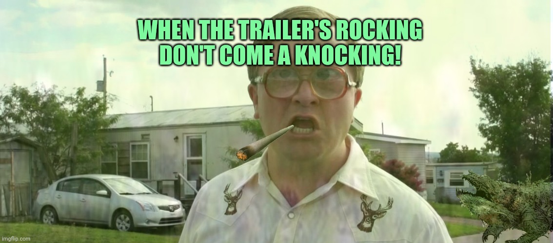 Florida man problems | WHEN THE TRAILER'S ROCKING
DON'T COME A KNOCKING! | image tagged in florida man,problems | made w/ Imgflip meme maker