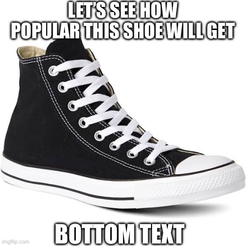 Shoe | LET’S SEE HOW POPULAR THIS SHOE WILL GET; BOTTOM TEXT | image tagged in shoe | made w/ Imgflip meme maker