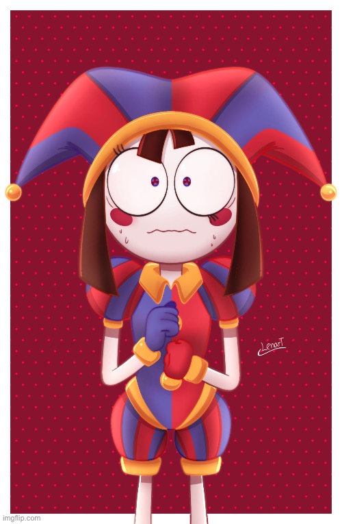 Pomni Panic (Art by Lenart03) | image tagged in pomni panic art by lenart03 | made w/ Imgflip meme maker