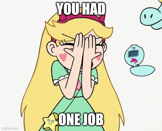 Star Butterfly Severe Facepalm | YOU HAD ONE JOB | image tagged in star butterfly severe facepalm | made w/ Imgflip meme maker