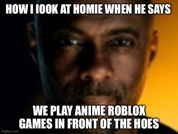 real | HOW I IOOK AT HOMIE WHEN HE SAYS; WE PLAY ANIME ROBLOX GAMES IN FRONT OF THE HOES | image tagged in memes,funny memes | made w/ Imgflip meme maker