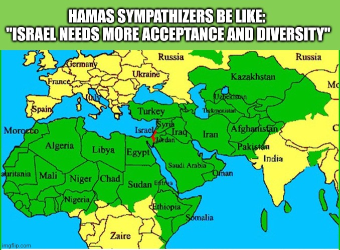 HAMAS SYMPATHIZERS BE LIKE: 
"ISRAEL NEEDS MORE ACCEPTANCE AND DIVERSITY" | image tagged in funny memes | made w/ Imgflip meme maker