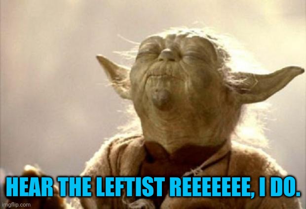 yoda smell | HEAR THE LEFTIST REEEEEEE, I DO. | image tagged in yoda smell | made w/ Imgflip meme maker