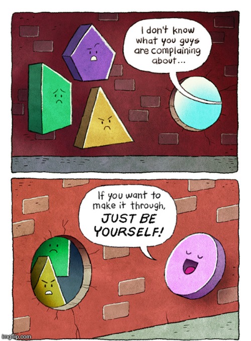 Shapes | image tagged in be yourself,shapes,shape,round,comics,comics/cartoons | made w/ Imgflip meme maker