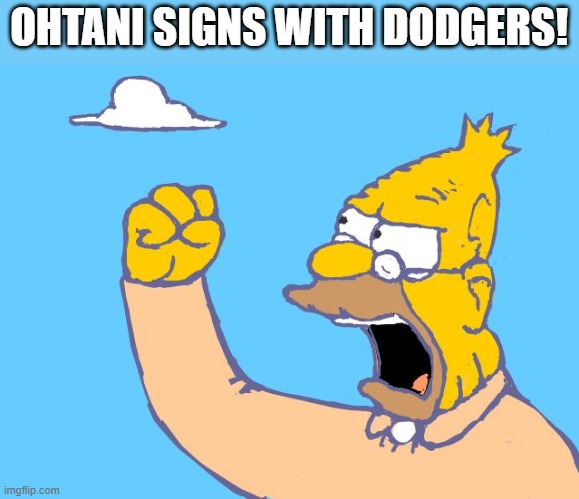 Old Man | OHTANI SIGNS WITH DODGERS! | image tagged in old man yells at cloud,shohei ohtani | made w/ Imgflip meme maker