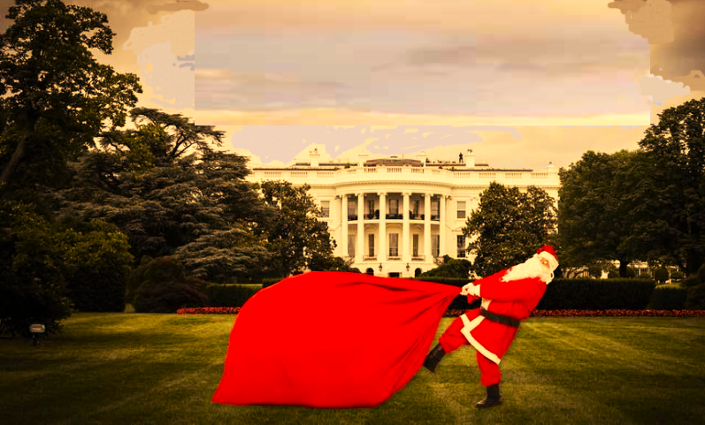 High Quality Santa arrives at the White House Blank Meme Template
