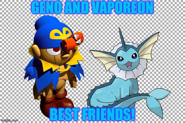 Free | GENO AND VAPOREON; BEST FRIENDS! | image tagged in free,pokemon,crossover | made w/ Imgflip meme maker