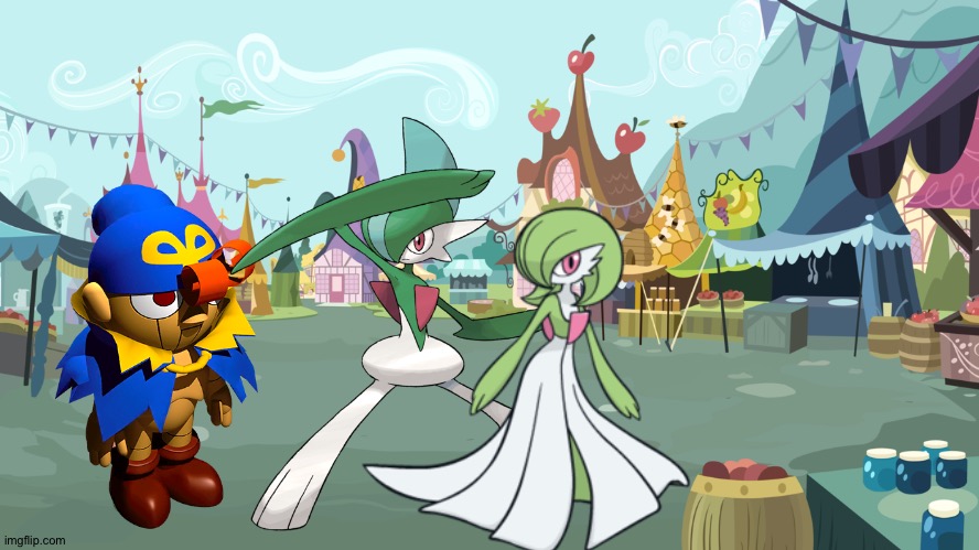Geno,Gallade and Gardevoir enjoying a vacation in Ponyville | image tagged in mlp background,super mario,pokemon,crossover | made w/ Imgflip meme maker