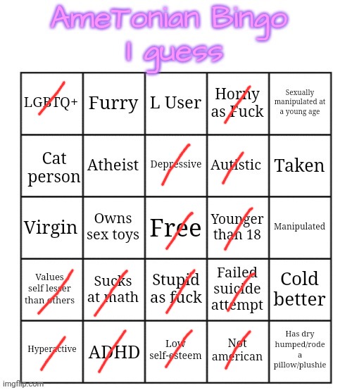 AmeTonian Bingo | image tagged in ametonian bingo | made w/ Imgflip meme maker