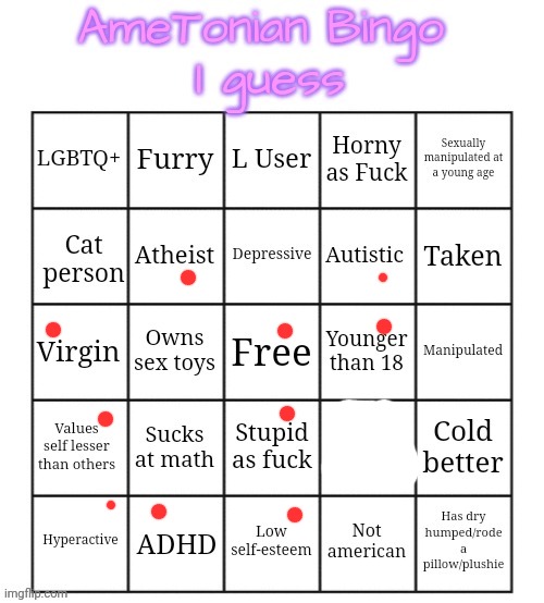 AmeTonian Bingo | image tagged in ametonian bingo | made w/ Imgflip meme maker