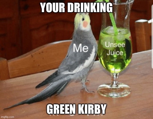 Bye kirb | YOUR DRINKING; GREEN KIRBY | image tagged in unsee juice | made w/ Imgflip meme maker
