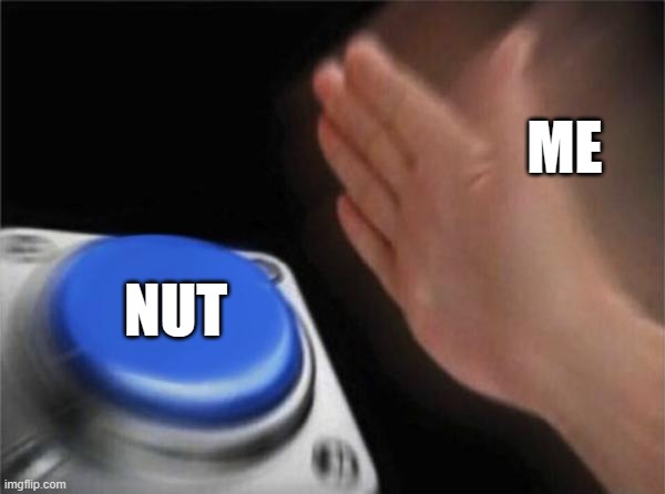 Me after November ends: | ME; NUT | image tagged in memes,blank nut button | made w/ Imgflip meme maker