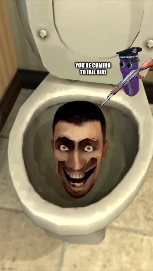 Skibidi toilet gets sent to jail | YOU’RE COMING TO JAIL BUB | image tagged in skibidi toilet | made w/ Imgflip meme maker