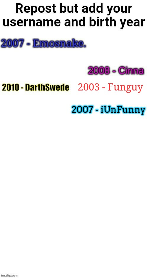 Bc why not | 2003 - Funguy | image tagged in but i identify as a 15 year old | made w/ Imgflip meme maker