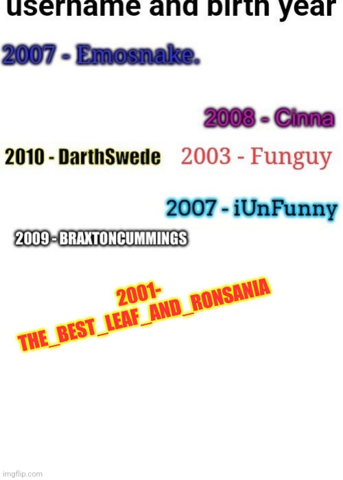 2001- THE_BEST_LEAF_AND_RONSANIA | made w/ Imgflip meme maker
