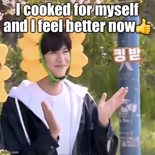 Seems like not eating was always the problem for me | I cooked for myself and I feel better now👍 | made w/ Imgflip meme maker