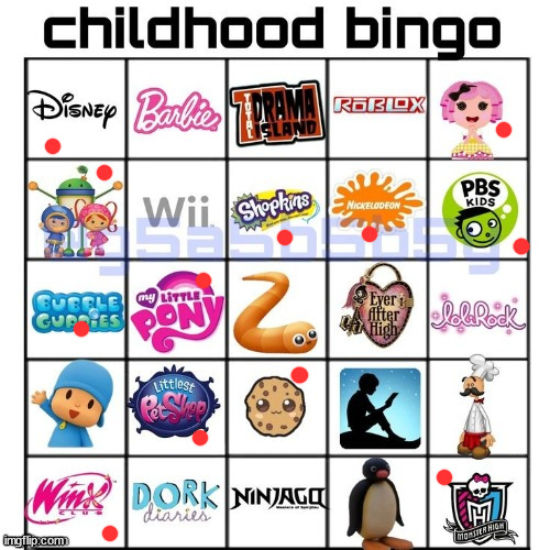 Childhood bingo | image tagged in childhood bingo | made w/ Imgflip meme maker