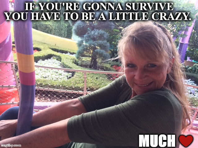 SURVIVE | IF YOU'RE GONNA SURVIVE YOU HAVE TO BE A LITTLE CRAZY. | image tagged in survive,crazy | made w/ Imgflip meme maker