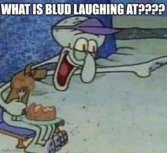 Me apparently | WHAT IS BLUD LAUGHING AT???? | image tagged in squidward point and laugh | made w/ Imgflip meme maker