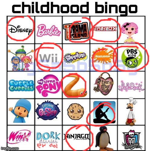 i was more of a Run fan than a Papa fan | image tagged in childhood bingo | made w/ Imgflip meme maker