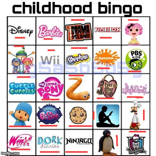 Damn, i got em all | image tagged in childhood bingo | made w/ Imgflip meme maker