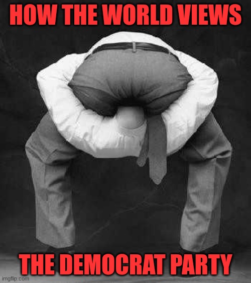 Heads Up | HOW THE WORLD VIEWS; THE DEMOCRAT PARTY | image tagged in quit turdope quit,politics | made w/ Imgflip meme maker