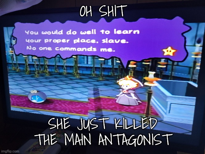 OH SHIT; SHE JUST KILLED THE MAIN ANTAGONIST | made w/ Imgflip meme maker