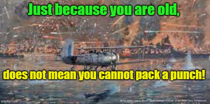 Just because you are old, | Just because you are old, does not mean you cannot pack a punch! Yarra Man | image tagged in supermarine swordfish,torpedo bomber,taranto,fleet air arm,royal navy,oldy but a goody | made w/ Imgflip meme maker
