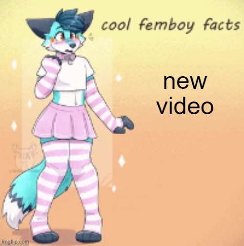 cool femboy facts | new video | image tagged in cool femboy facts | made w/ Imgflip meme maker