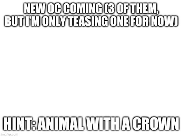 Another hint: They collabed with a game with a spider named Webber | NEW OC COMING (3 OF THEM, BUT I’M ONLY TEASING ONE FOR NOW); HINT: ANIMAL WITH A CROWN | made w/ Imgflip meme maker
