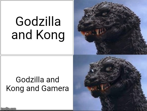 Godzilla and Kong and Gamera | Godzilla and Kong; Godzilla and Kong and Gamera | image tagged in godzilla gmk hotline | made w/ Imgflip meme maker