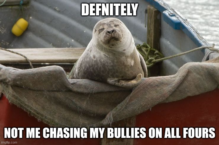 its kinda even more fun when you are therian | DEFNITELY; NOT ME CHASING MY BULLIES ON ALL FOURS | image tagged in seel,therian | made w/ Imgflip meme maker