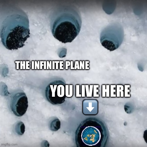 The infinite plane | THE INFINITE PLANE; YOU LIVE HERE
⬇️ | image tagged in infiniteplane,infiniteplanesociety,agartha,hyperborea,meru,33rddistrict | made w/ Imgflip meme maker