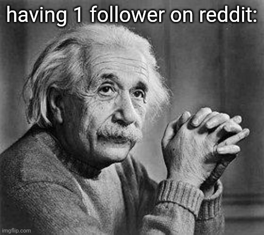 Albert Einstein | having 1 follower on reddit: | image tagged in albert einstein | made w/ Imgflip meme maker