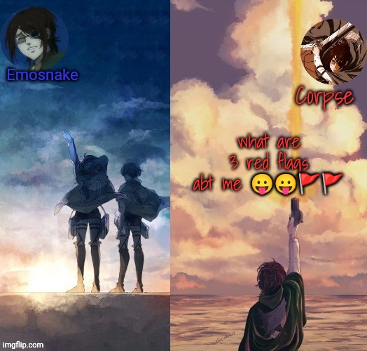 Copied text real | what are 3 red flags abt me 😛😛🚩🚩 | image tagged in shared hange template | made w/ Imgflip meme maker