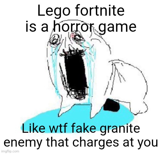 EJDBRKIXBRIRO2PB | Lego fortnite is a horror game; Like wtf fake granite enemy that charges at you | image tagged in ejdbrkixbriro2pb | made w/ Imgflip meme maker