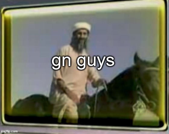 osama on horse | gn guys | image tagged in osama on horse | made w/ Imgflip meme maker
