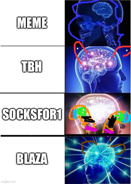 Expanding Brain Meme | MEME; TBH; SOCKSFOR1; BLAZA | image tagged in memes,expanding brain,Socksfor1Submissions | made w/ Imgflip meme maker