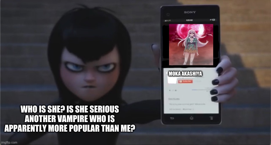 Mavis jealous of Moka Akashiya | MOKA AKASHIYA; WHO IS SHE? IS SHE SERIOUS ANOTHER VAMPIRE WHO IS APPARENTLY MORE POPULAR THAN ME? | image tagged in who s this | made w/ Imgflip meme maker