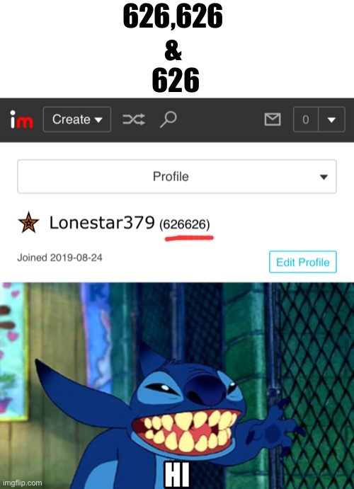 pretty cool | 626,626 
& 
626 | image tagged in my points,stitch,meme,hi | made w/ Imgflip meme maker