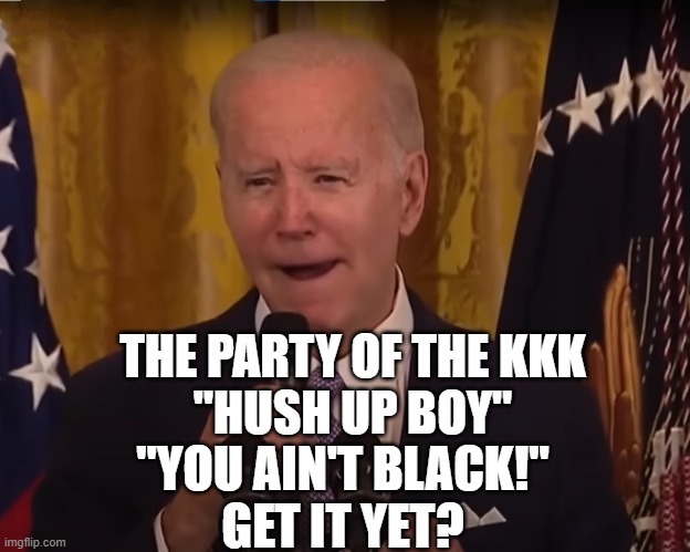 Joseph Robinette Biden Jr. Grand Imperial Wizard | THE PARTY OF THE KKK
"HUSH UP BOY"; "YOU AIN'T BLACK!"
GET IT YET? | image tagged in fjb,joe biden,biden,kkk,racist,black people | made w/ Imgflip meme maker