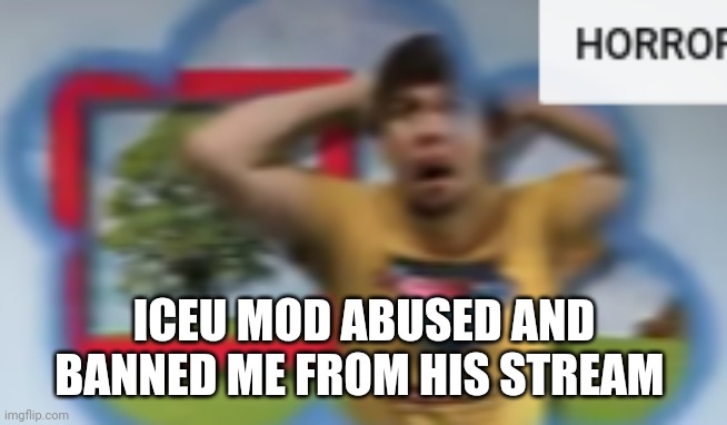 Horror! | ICEU MOD ABUSED AND BANNED ME FROM HIS STREAM | image tagged in mr breast horror | made w/ Imgflip meme maker