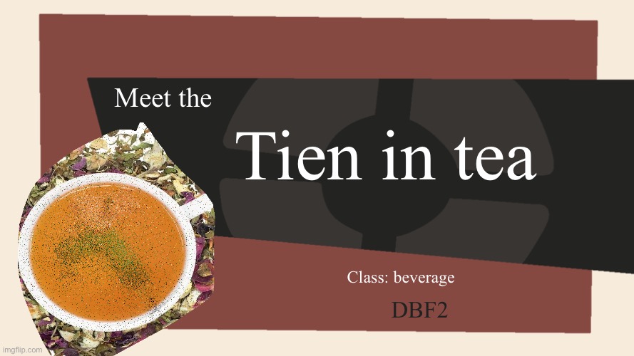 Sleep deprived | Meet the; Tien in tea; Class: beverage; DBF2 | image tagged in meet the blank | made w/ Imgflip meme maker