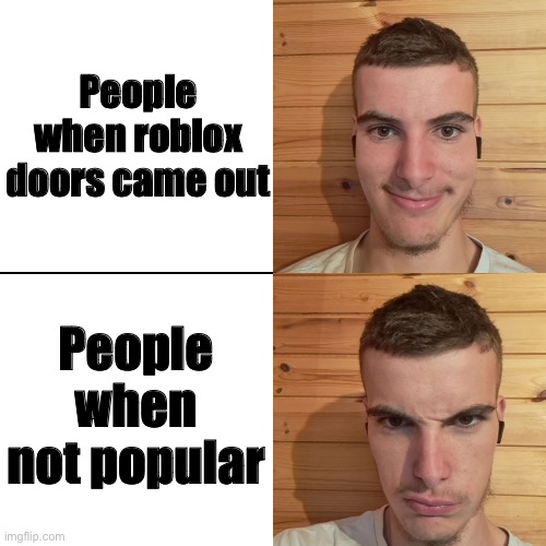 Yes noooo | People when roblox doors came out; People when not popular | image tagged in yes noooo | made w/ Imgflip meme maker