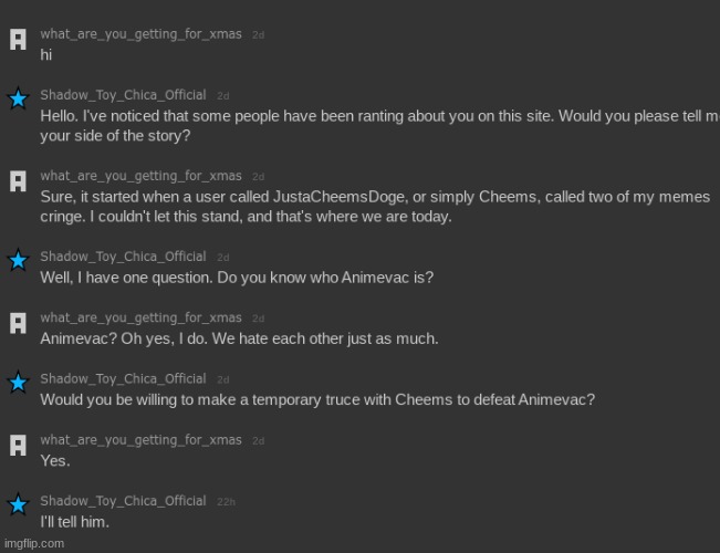 I did it! I got what_are_you to make a truce with Cheems! If this isn't a huge W, I don't know what is. Party in the comments! | made w/ Imgflip meme maker